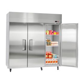 Commercial Reach-In Refrigerator 72" W, 52 Cu.Ft Stainless Steel Upright Refrigerator with Three Doors, Auto-Defrost, 9 Adjustable Shelves