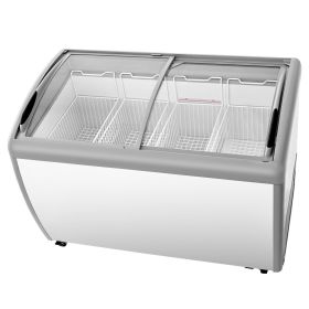 Commercial Ice Cream Display Case, 12.8 Cu.ft Chest Freezer, -19 to 3 F Temp Adjustable Mobile Top Deep Freezer with 4 Wire Baskets